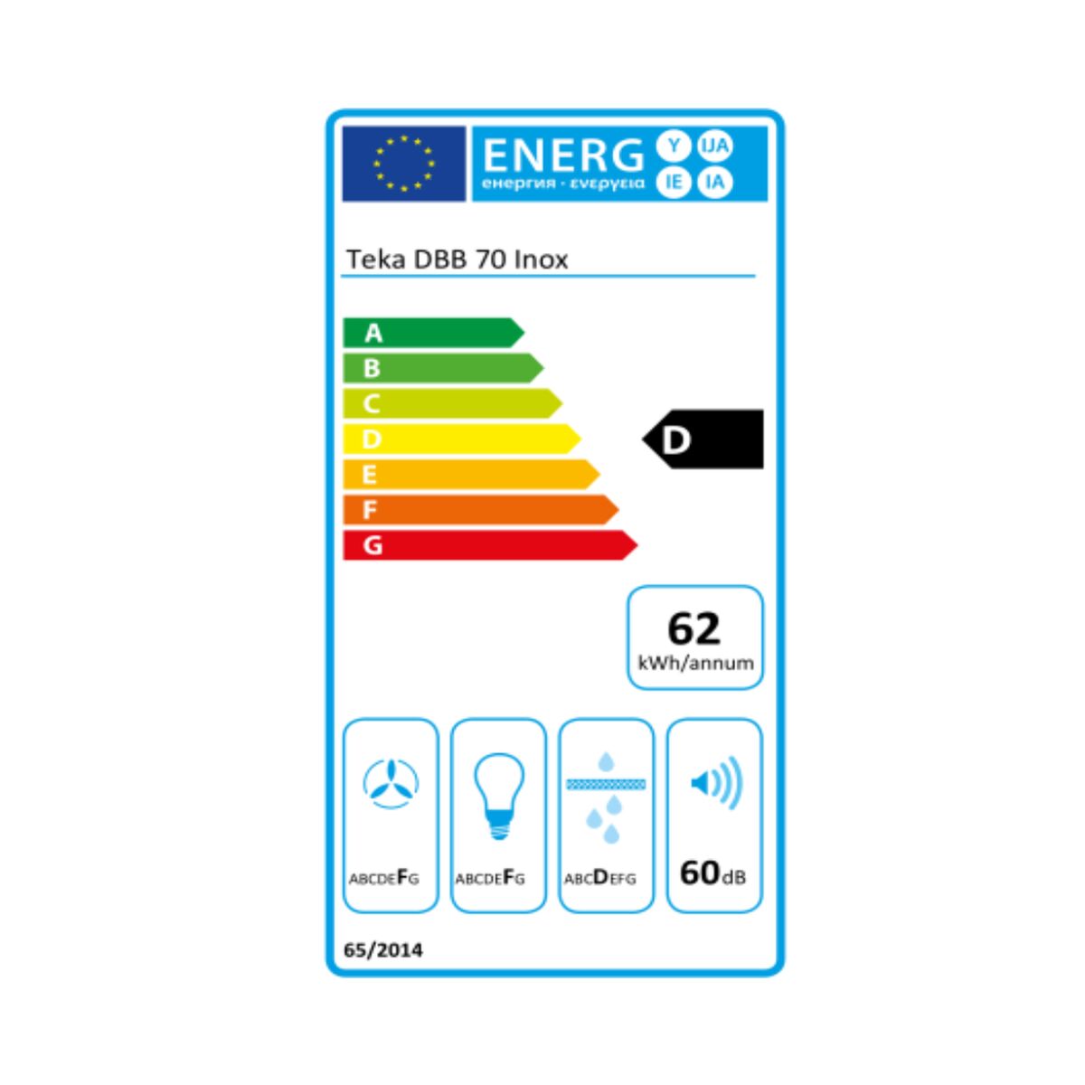 Konventionell fläkt Teka DBB70 I 70 cm 380 m3/h 60 dB 195W - 9