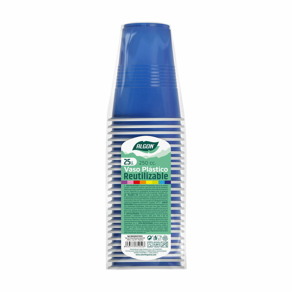Set med återanvändbara glas Algon Blå 24 antal 250 ml (25 Delar) - 3