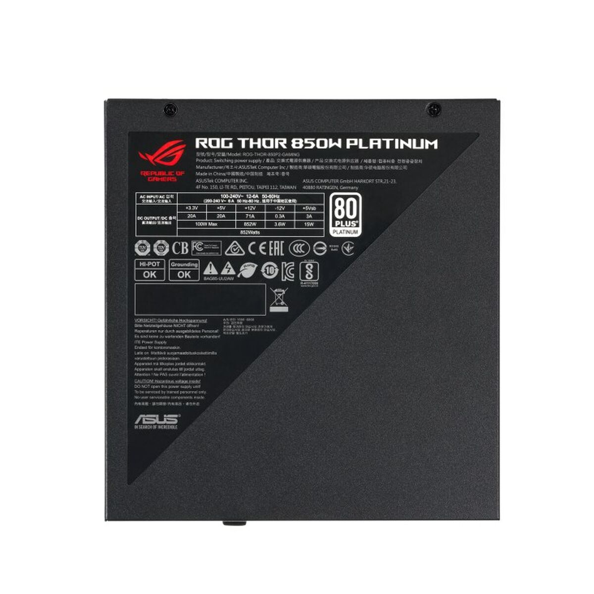 Strömtillförsel Asus ROG THOR Platinum II 850 W RoHS 80 PLUS Platinum 80 PLUS Titanium - 8