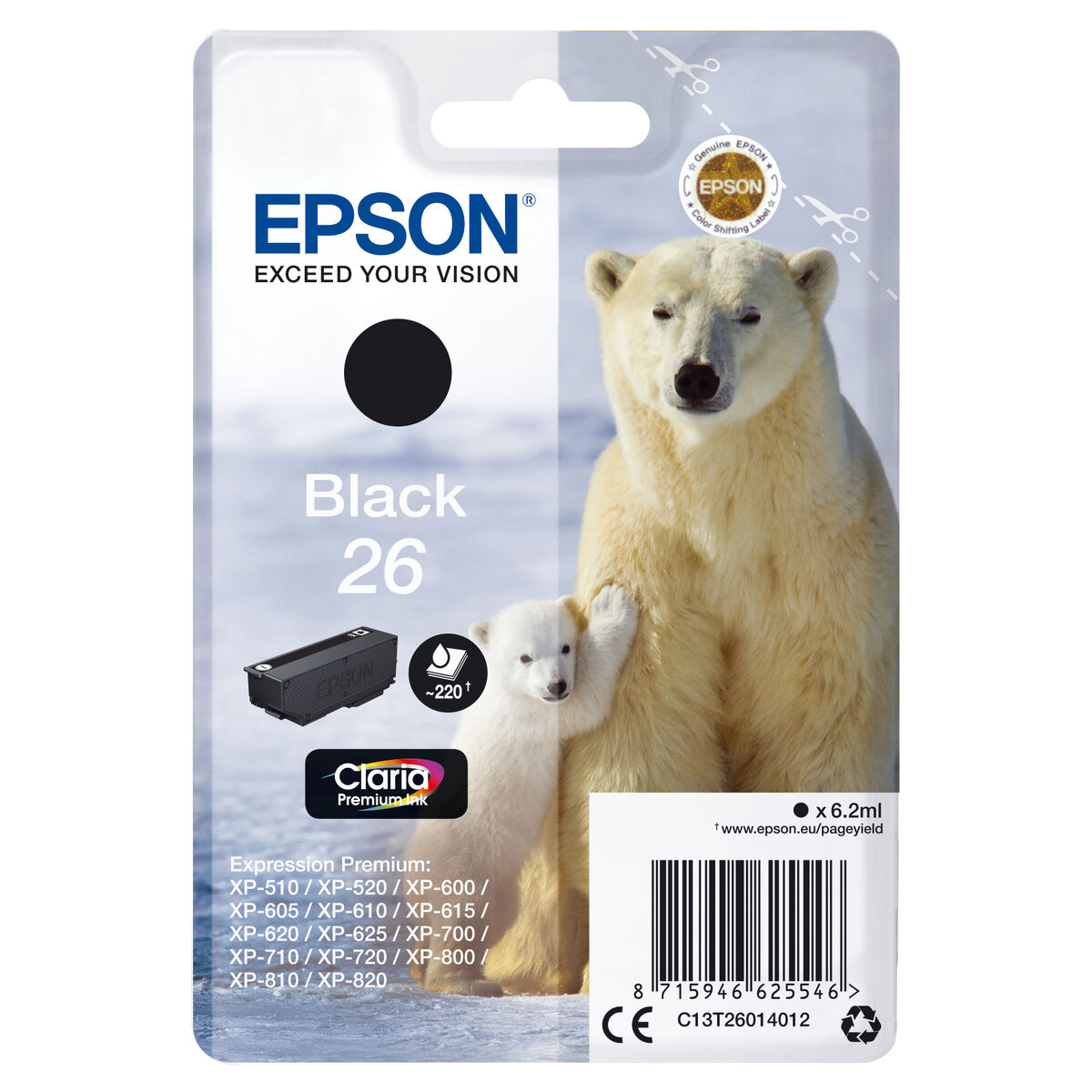 Original Bläckpatron Epson C13T26014012 Svart