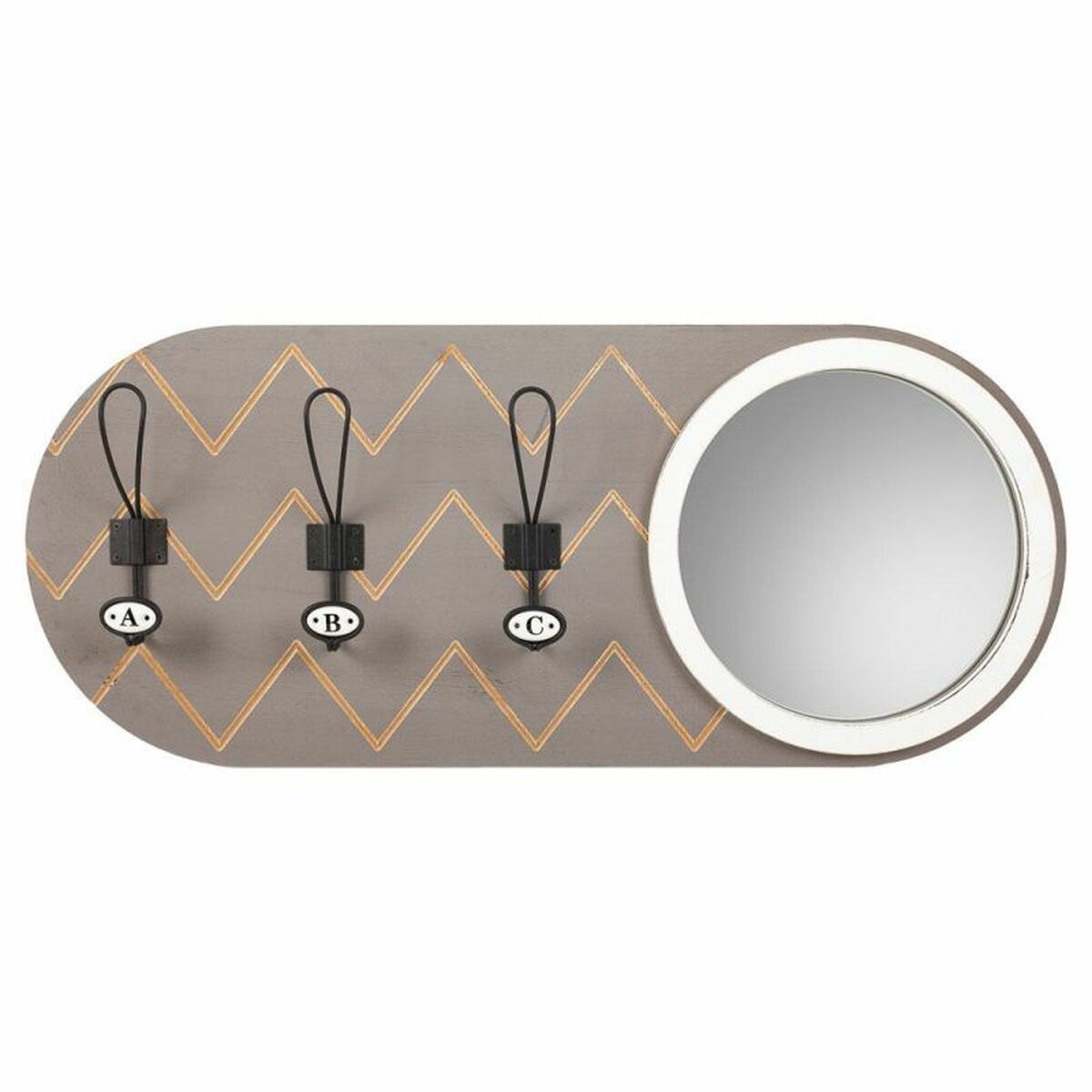 Klädhängare med spegel Alexandra House Living Grå Granträ Trä MDF 5 x 30 x 60 cm - 2