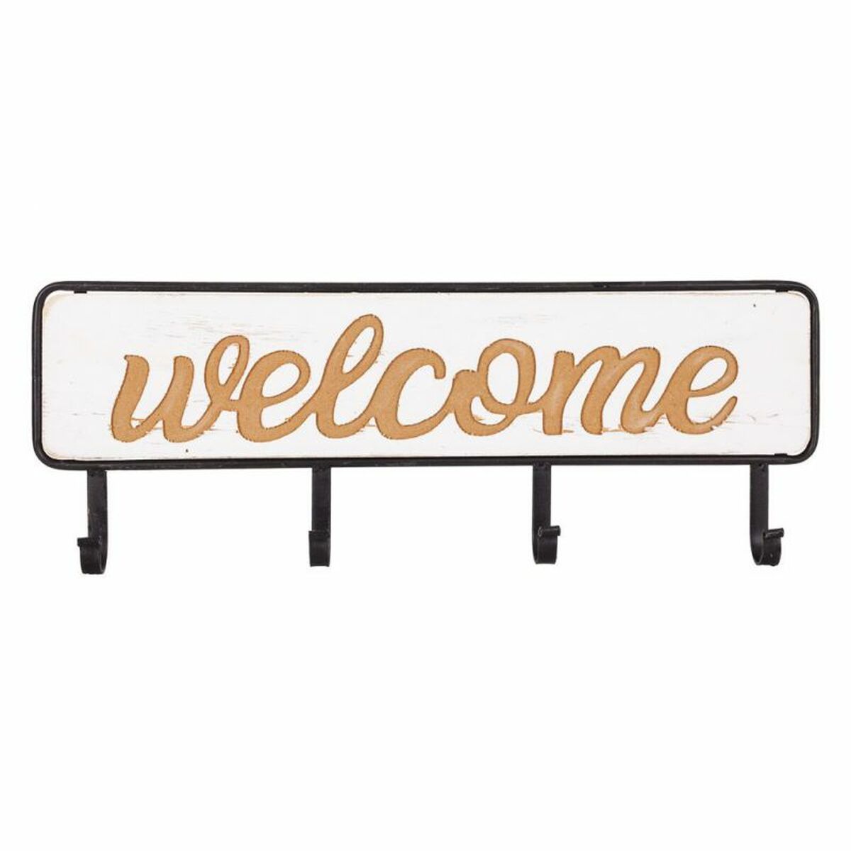 Väggmonterad rockhängare Alexandra House Living Welcome Vit Trä MDF 5 x 22 x 60 cm - 3