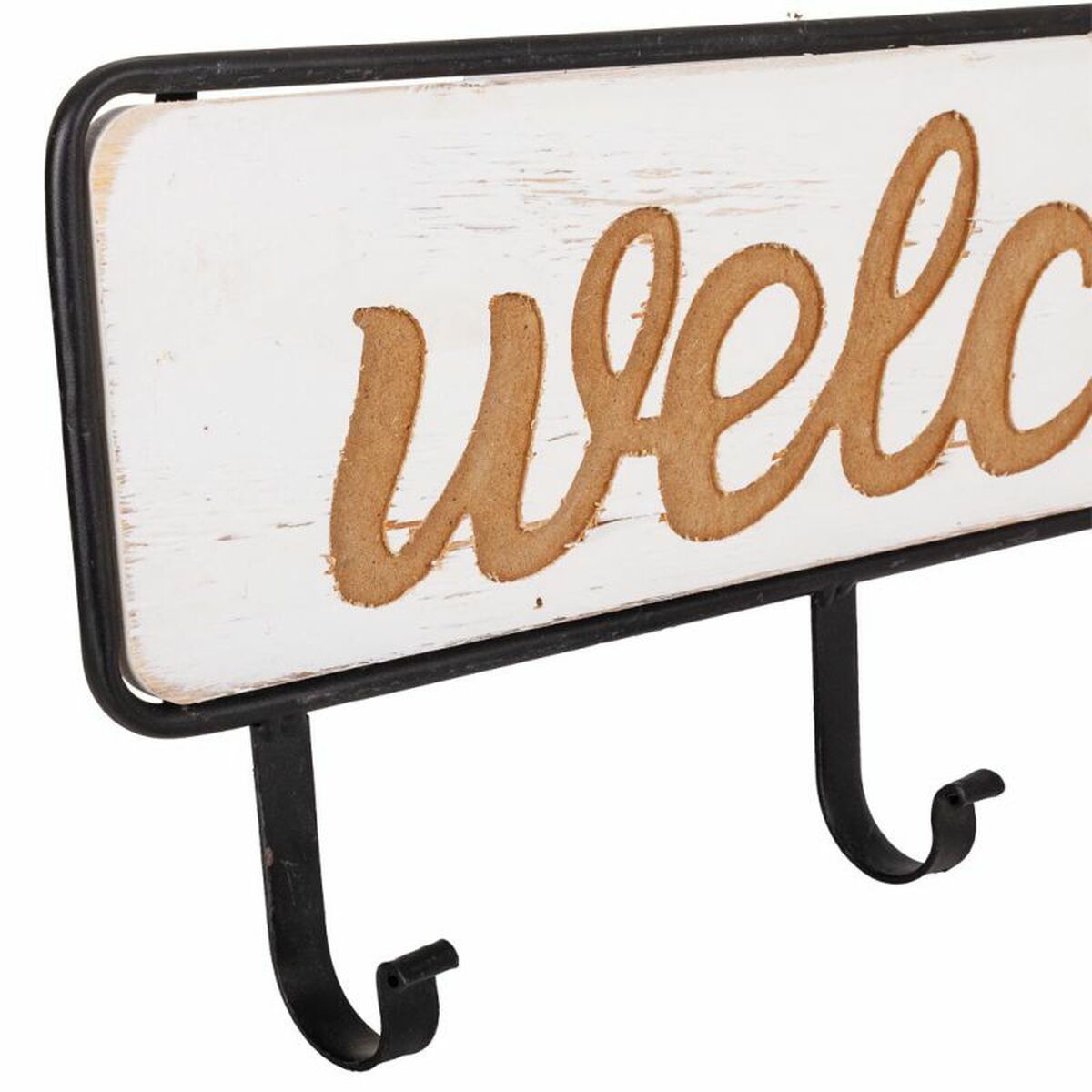 Väggmonterad rockhängare Alexandra House Living Welcome Vit Trä MDF 5 x 22 x 60 cm - 6
