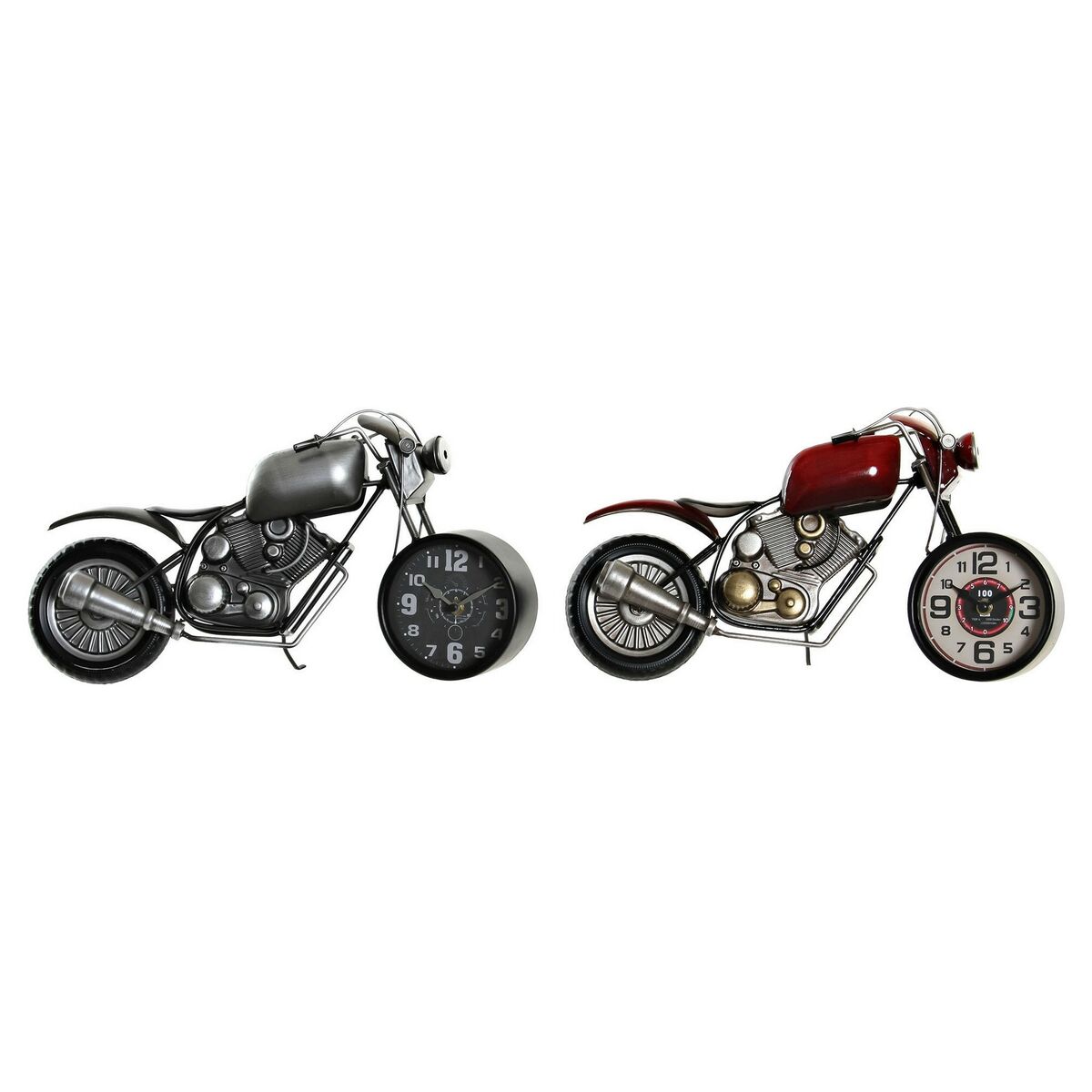 bordsklocka DKD Home Decor Röd Grå Motorcykel Vintage (2 antal) (2 Delar) - 3