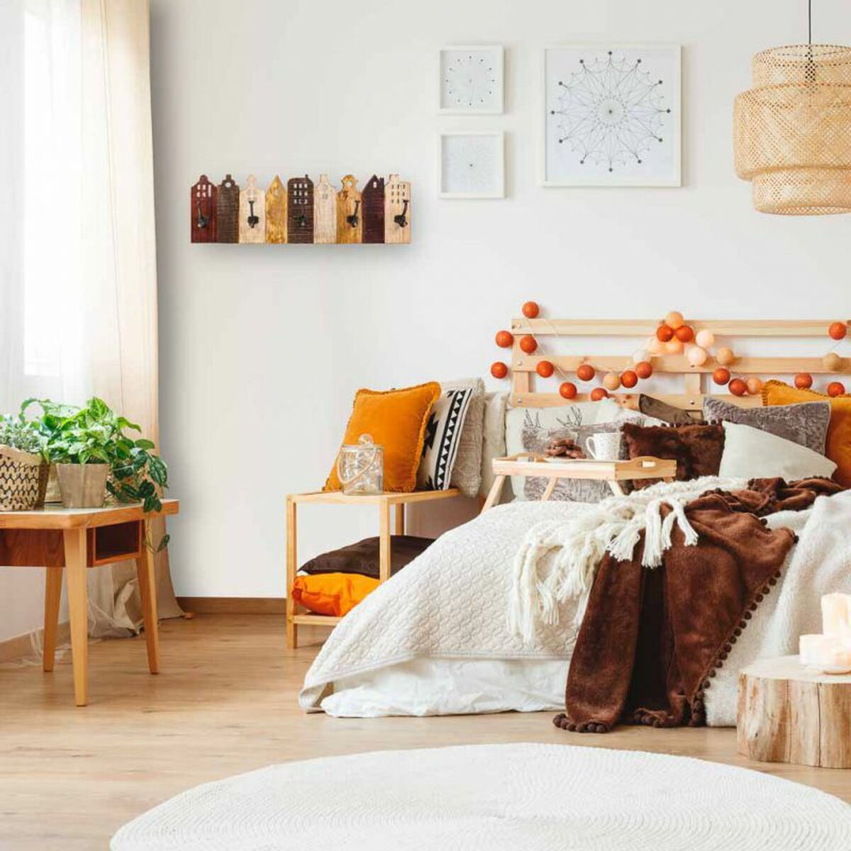 Väggmonterad rockhängare Alexandra House Living Järn Mangoträ Hus 10 x 25 x 81 cm - 3