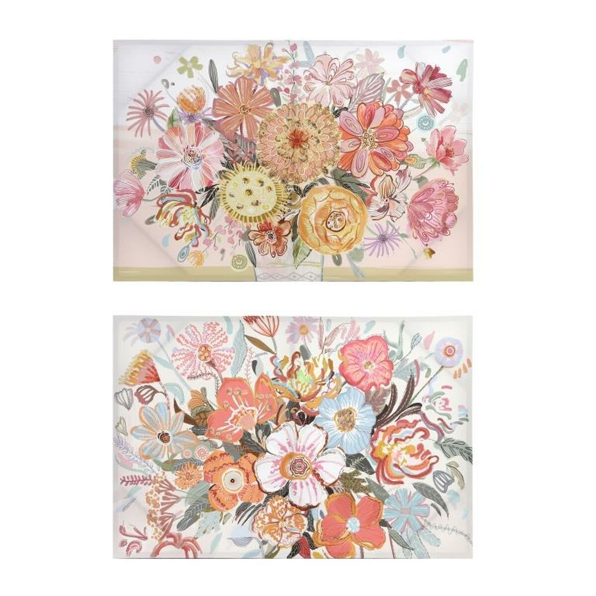 Kanvas DKD Home Decor Virágok (2 antal) (90 x 3 x 60 cm)