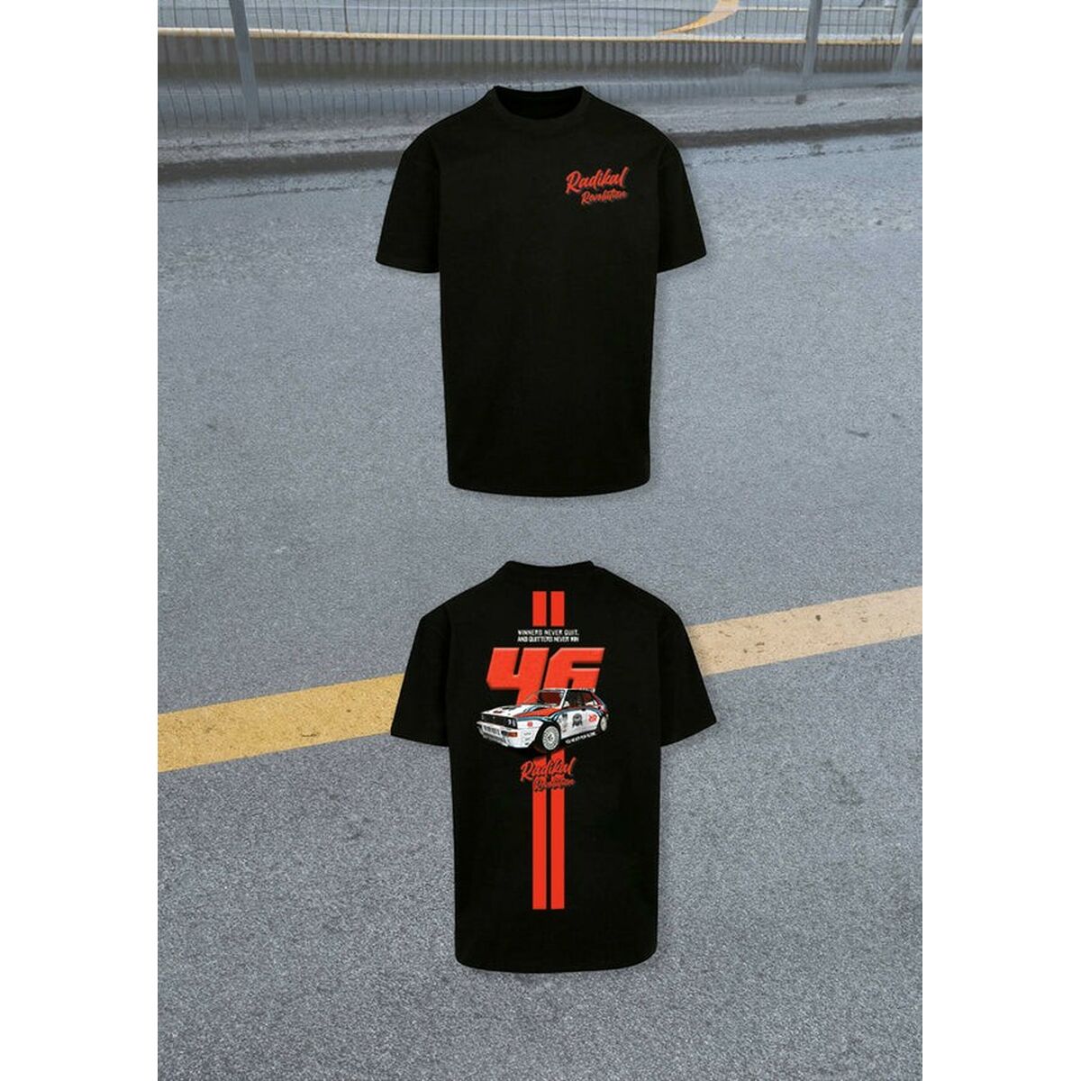 T-shirt med kortärm Herr RADIKAL WINNERS NEVER QUIT Svart XXL - 5
