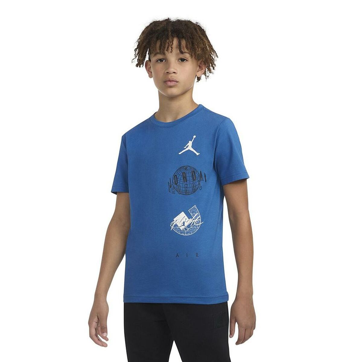 Barn T-shirt med kortärm Nike JDB AIR GLOBE JORDAN SS TEE 95D121 U1R Blå - 2