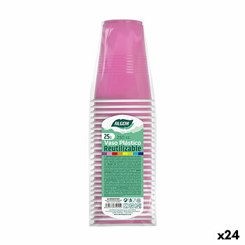 Set med återanvändbara glas Algon Rosa 24 antal 250 ml (25 Delar)