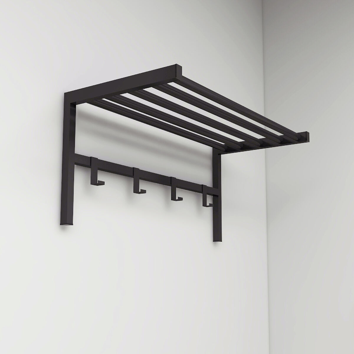 Klädhängare med hylla Alexandra House Living Svart Metall 69 x 32 x 34 cm - 2