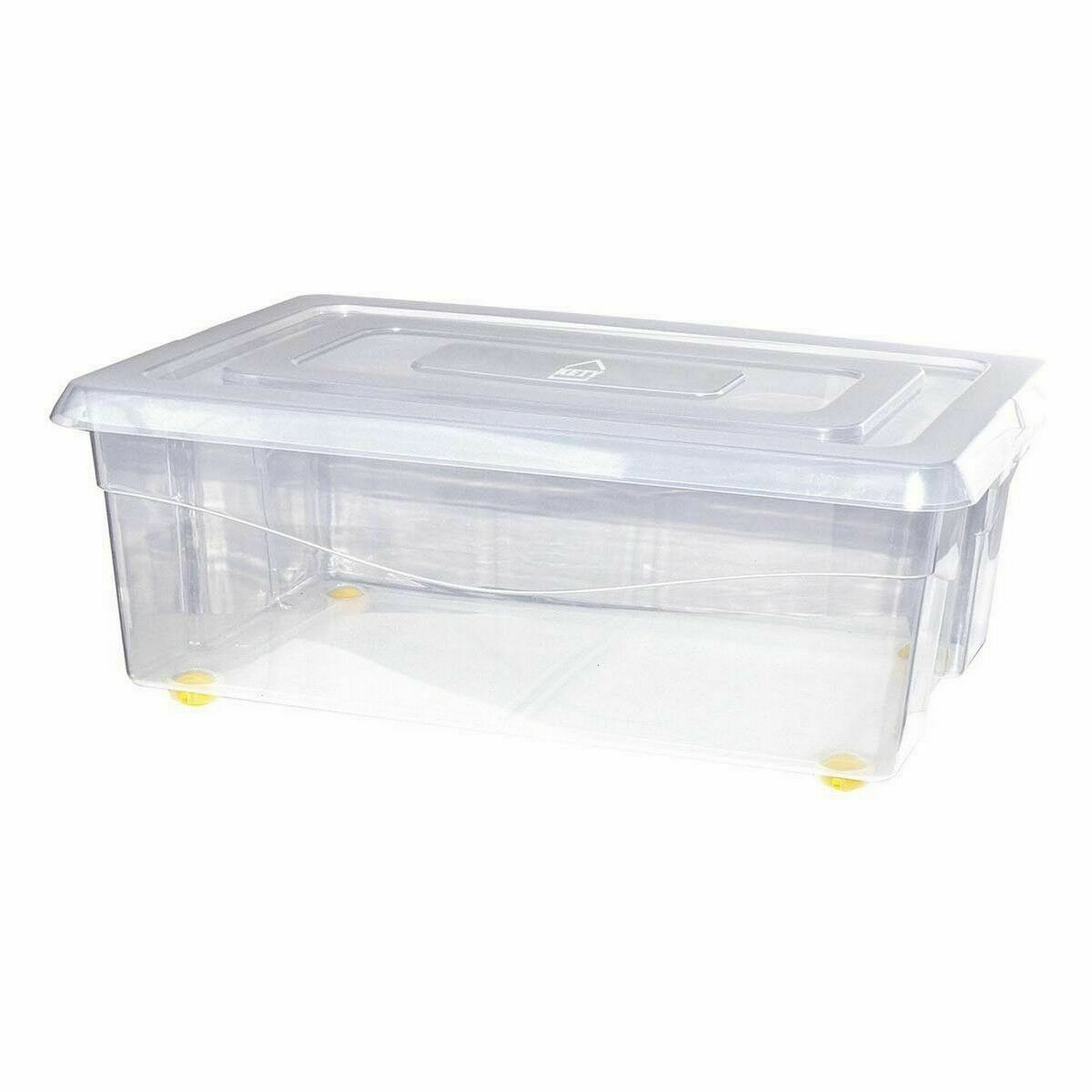 Förvaringslåda med hjul Med lock Transparent 32 L (6 antal) - 2