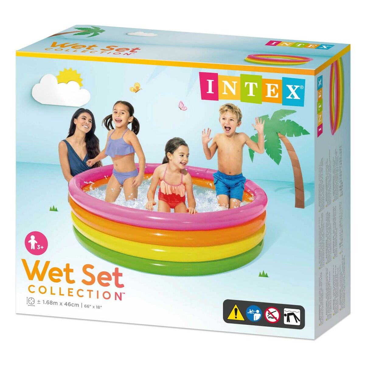 Uppblåsbar plaskpool för barn Intex Sunset Ringar 780 L 168 x 46 x 168 cm (6 antal) - 2
