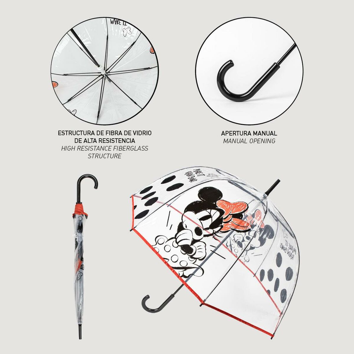 Paraply Minnie Mouse Svart PoE - 4