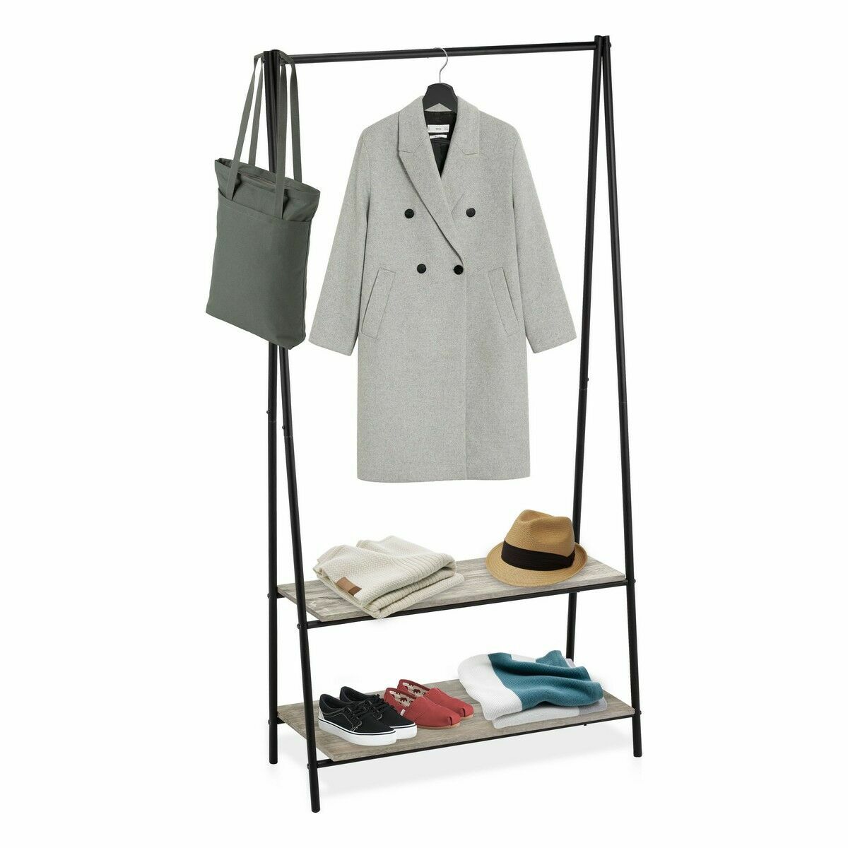 Hattställ Confortime Svart Trä Metall 80 x 40 x 160 cm - 3