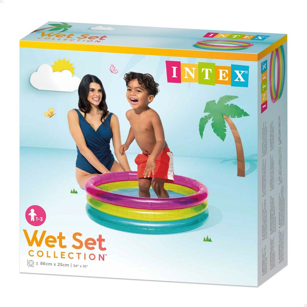 Uppblåsbar plaskpool för barn Intex Regnbåge Ringar 63 L 86 x 25 x 86 cm (12 antal) - 12