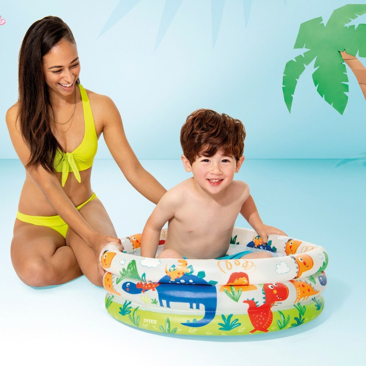Uppblåsbar plaskpool för barn Intex Dinosaurier Ringar 28 L 33 L 61 x 22 x 61 cm (12 antal) - 2