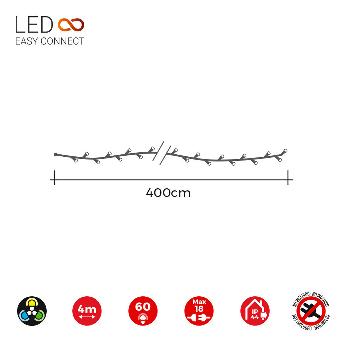 LED-krans EDM 71253 Easy-Connect Multicolour 4 m - 4