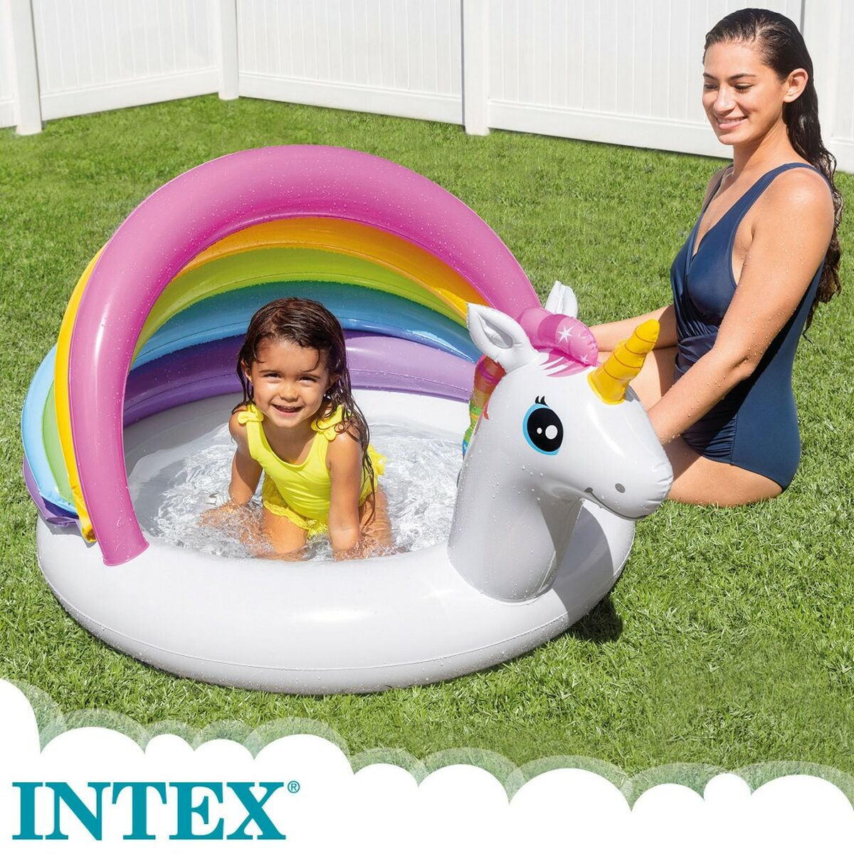 Uppblåsbar plaskpool för barn Intex Enhörning Markis 45 L 102 x 69 x 127 cm (6 antal) - 13
