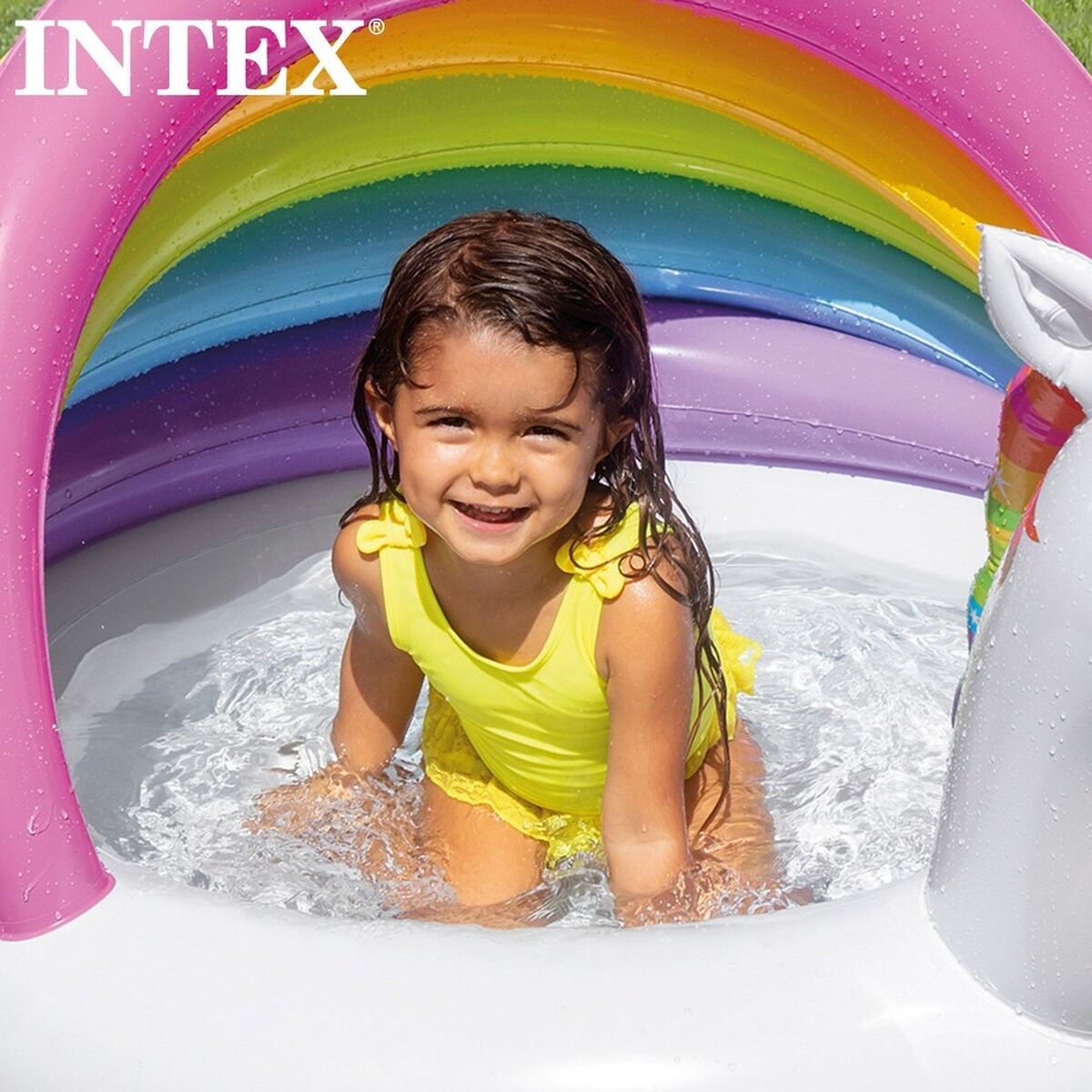 Uppblåsbar plaskpool för barn Intex Enhörning Markis 45 L 102 x 69 x 127 cm (6 antal) - 3