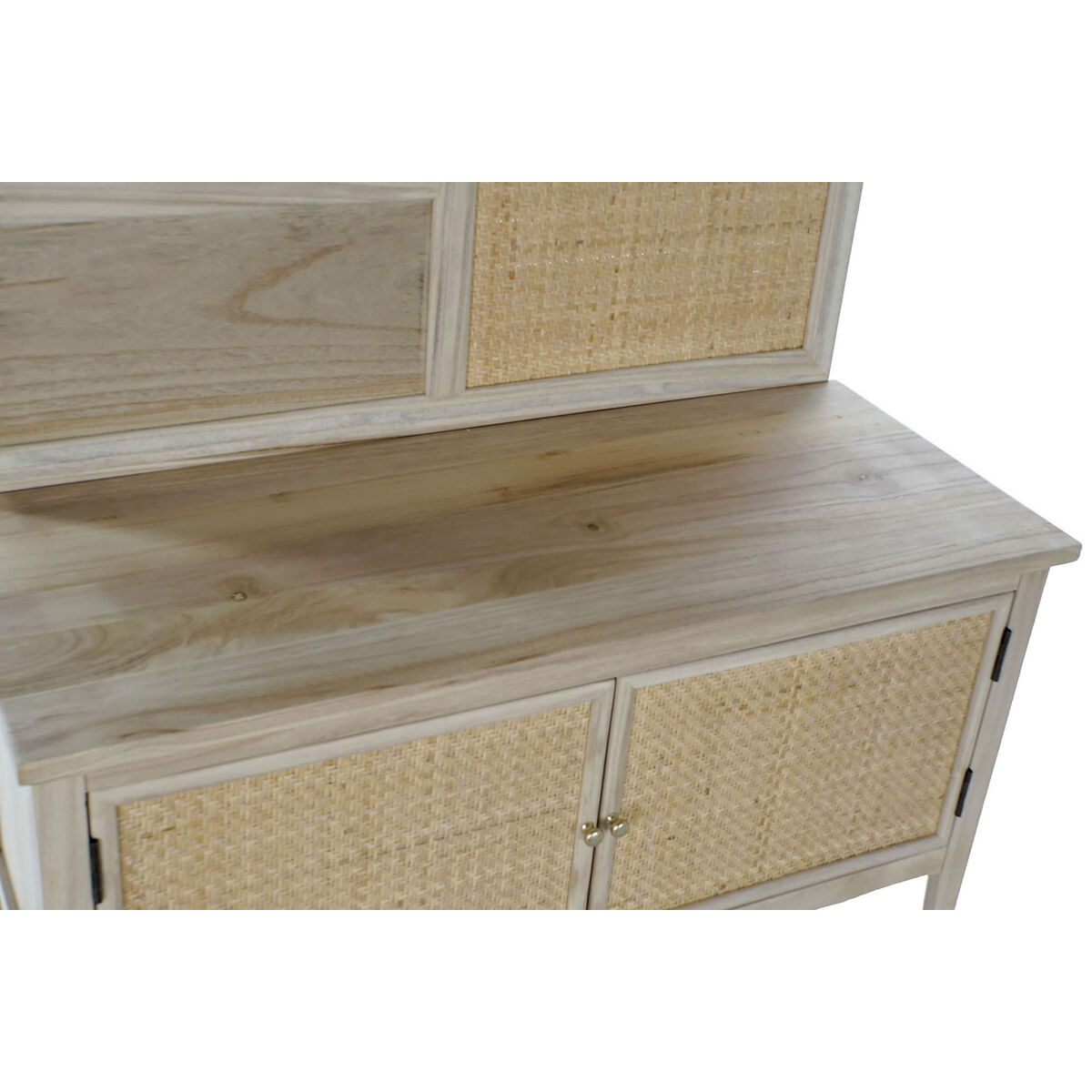 Klädhängare med spegel Home ESPRIT Naturell Rattan Paulowniaträ Speglar 92 x 40 x 181 cm - 4