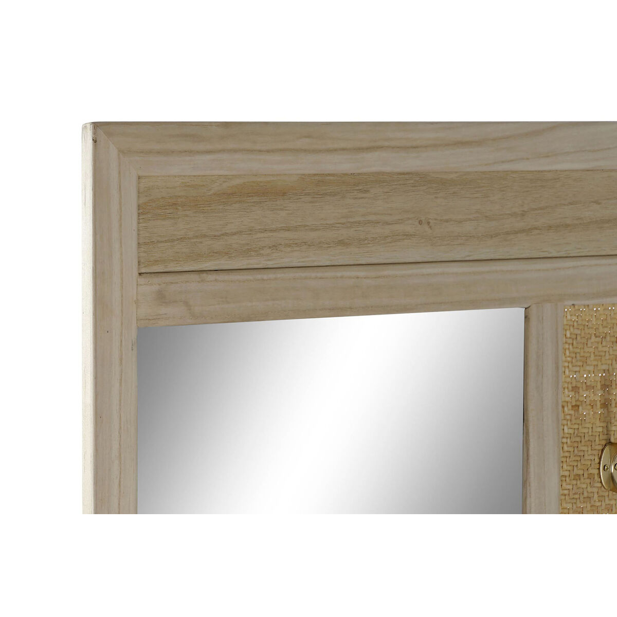Klädhängare med spegel Home ESPRIT Naturell Rattan Paulowniaträ Speglar 92 x 40 x 181 cm - 2