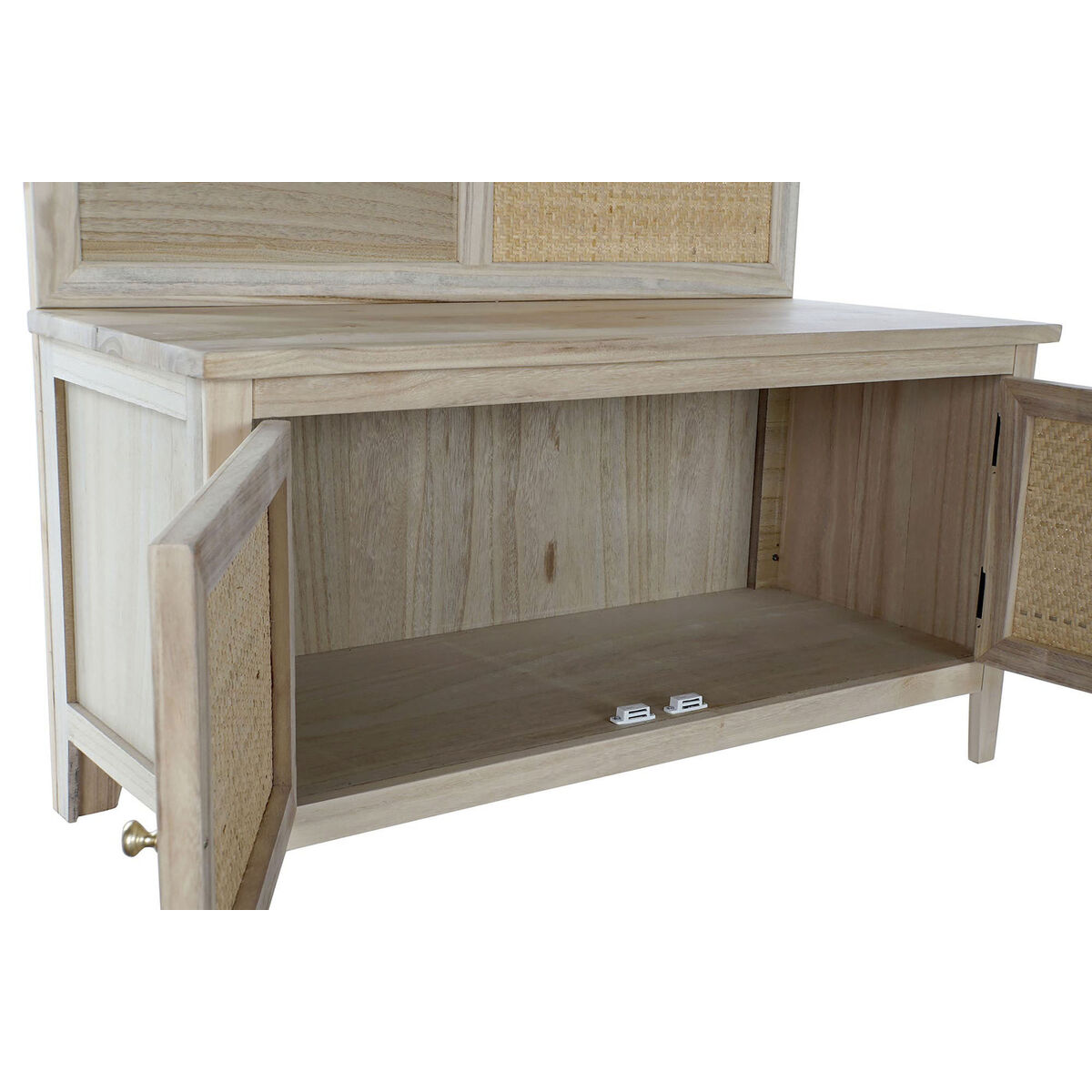 Klädhängare med spegel Home ESPRIT Naturell Rattan Paulowniaträ Speglar 92 x 40 x 181 cm - 6