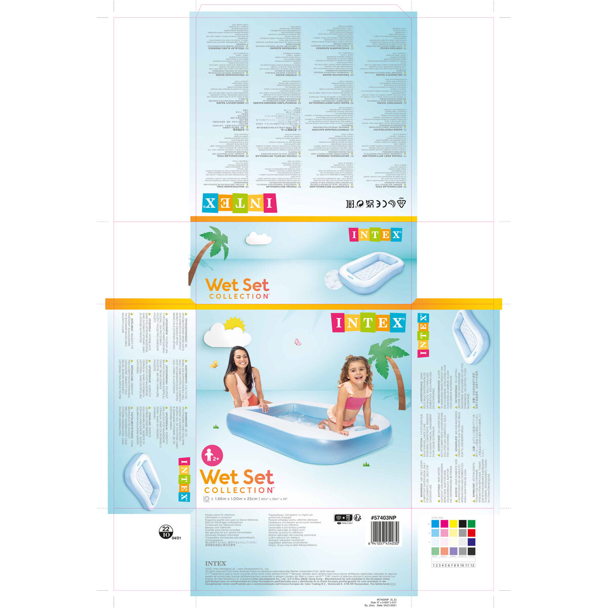 Uppblåsbar plaskpool för barn Intex Rektangulär Blå Vit 90 L 166 x 25 x 100 cm (6 antal) - 16