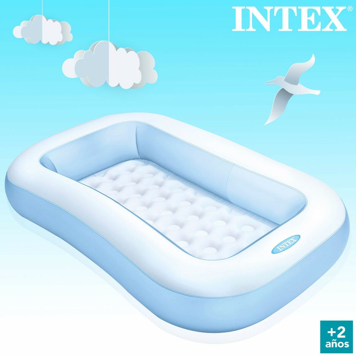 Uppblåsbar plaskpool för barn Intex Rektangulär Blå Vit 90 L 166 x 25 x 100 cm (6 antal) - 15