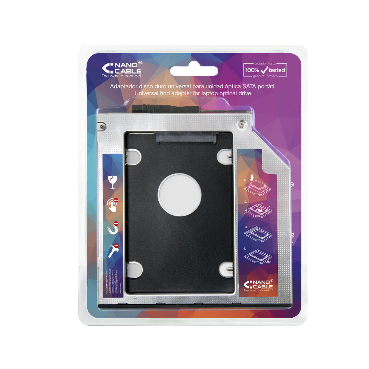 SATA adapter till hårddisk (2.5"/ 7 mm) NANOCABLE 10.99.0101 Svart/Silvrig 2,5" - 2