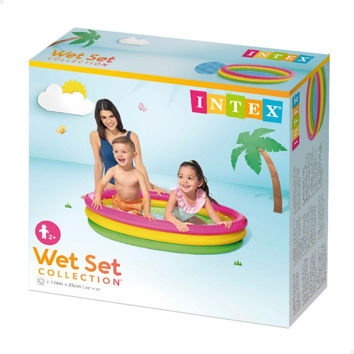 Uppblåsbar plaskpool för barn Intex Sunset Ringar 131 L 114 x 25 x 114 cm (6 antal) - 12