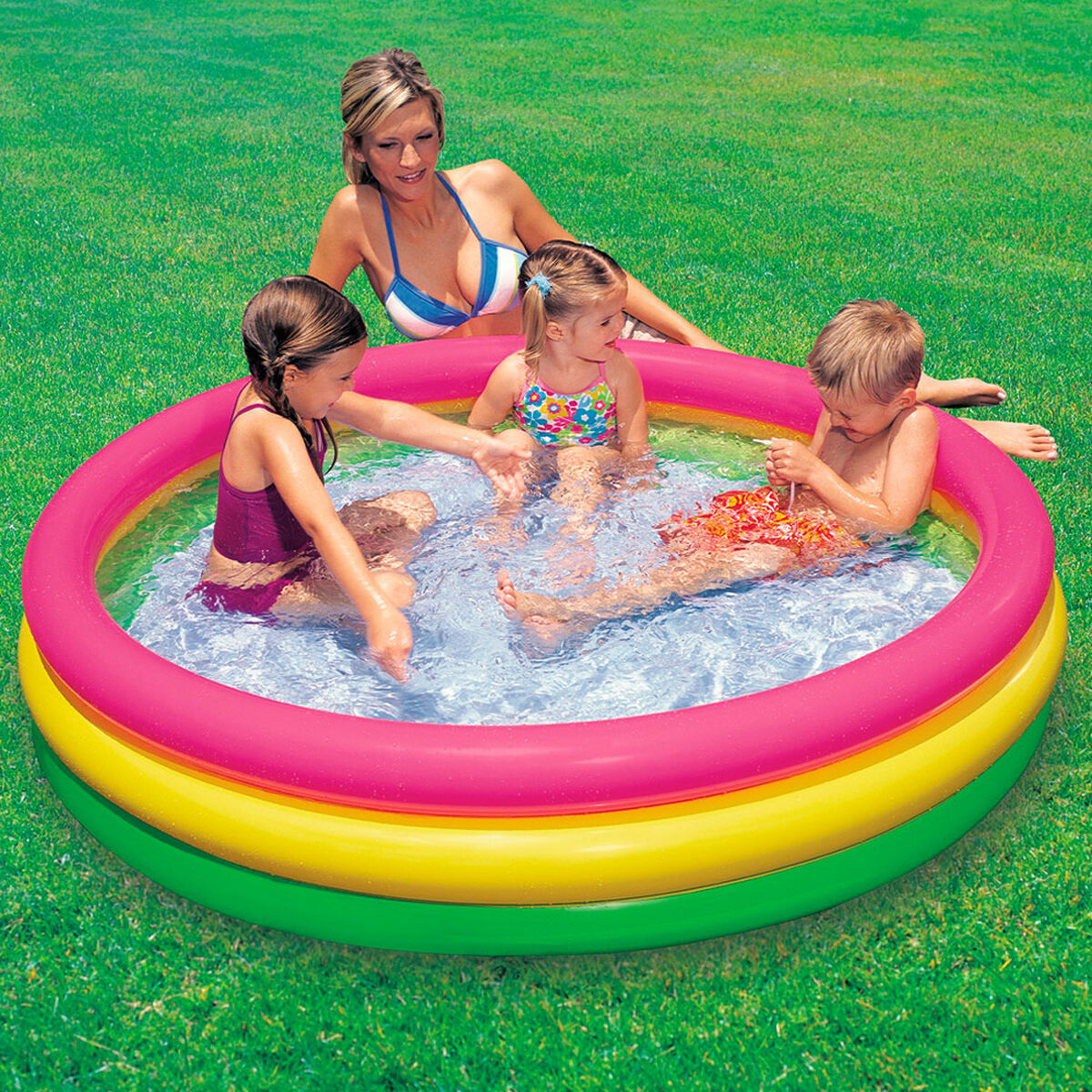 Uppblåsbar plaskpool för barn Intex Sunset Ringar 131 L 114 x 25 x 114 cm (6 antal) - 11