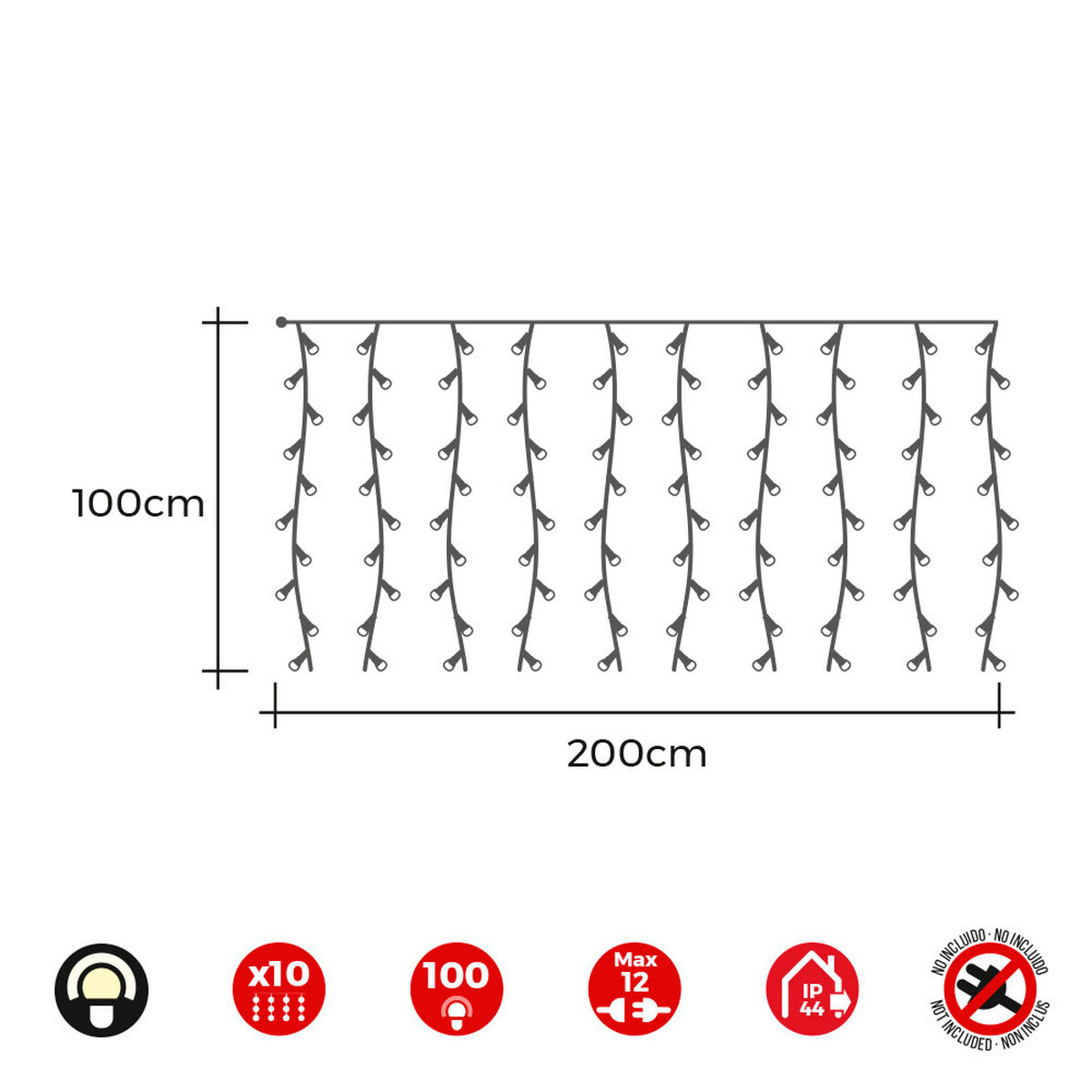 Gardinbelysning med LED EDM 71261 Easy-Connect 1,8 W Varmt ljus Varmvit 2 x 1 m - 5