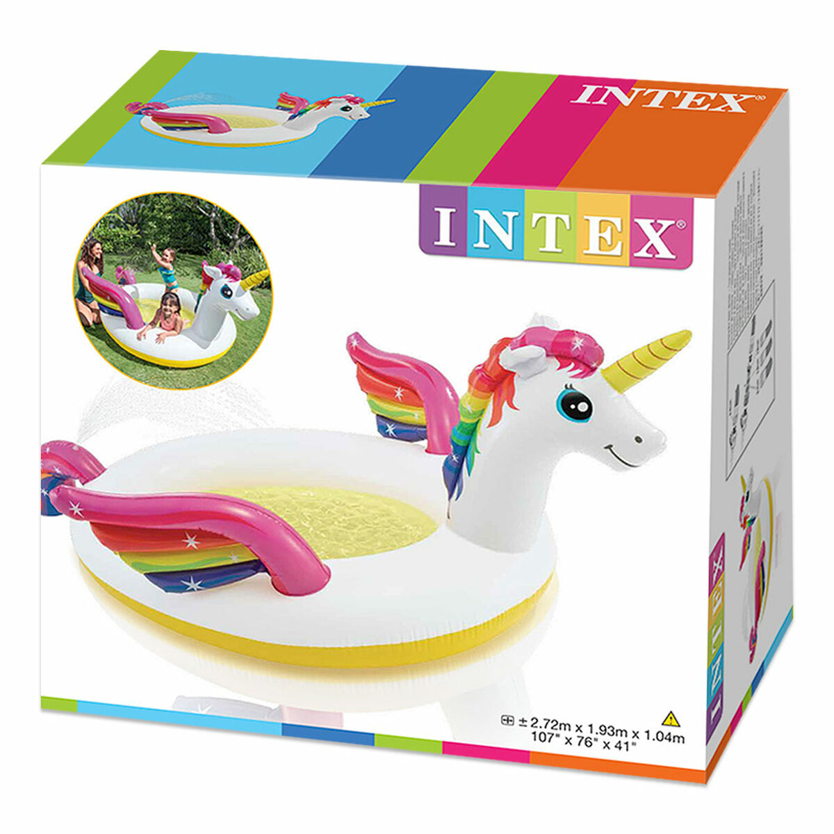Uppblåsbar plaskpool för barn Intex Enhörning 151 L 27,2 x 10,4 x 19,3 cm (4 antal) - 2