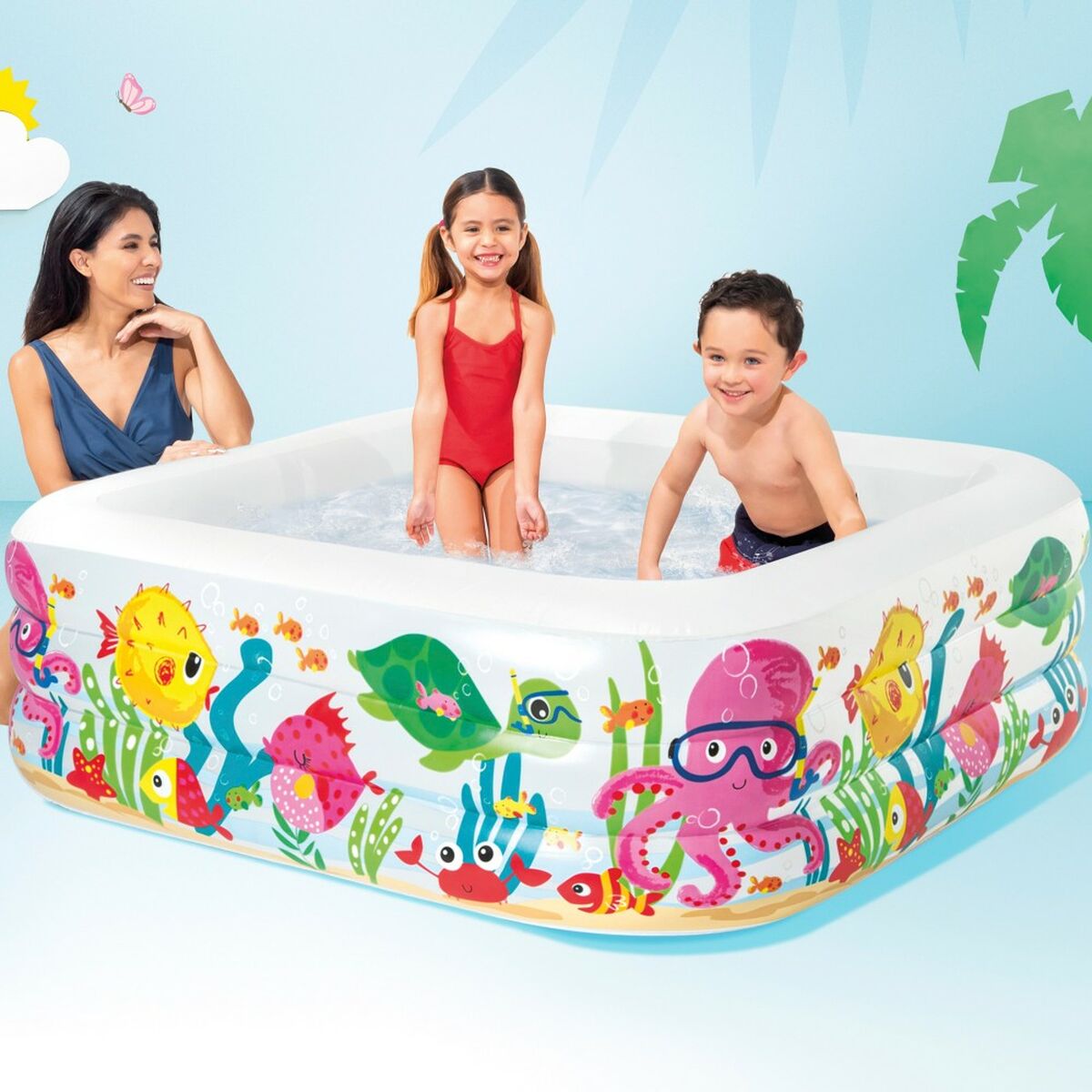 Uppblåsbar plaskpool för barn Intex Vattumannen 340 L 159 x 50 x 159 cm (3 antal) - 8