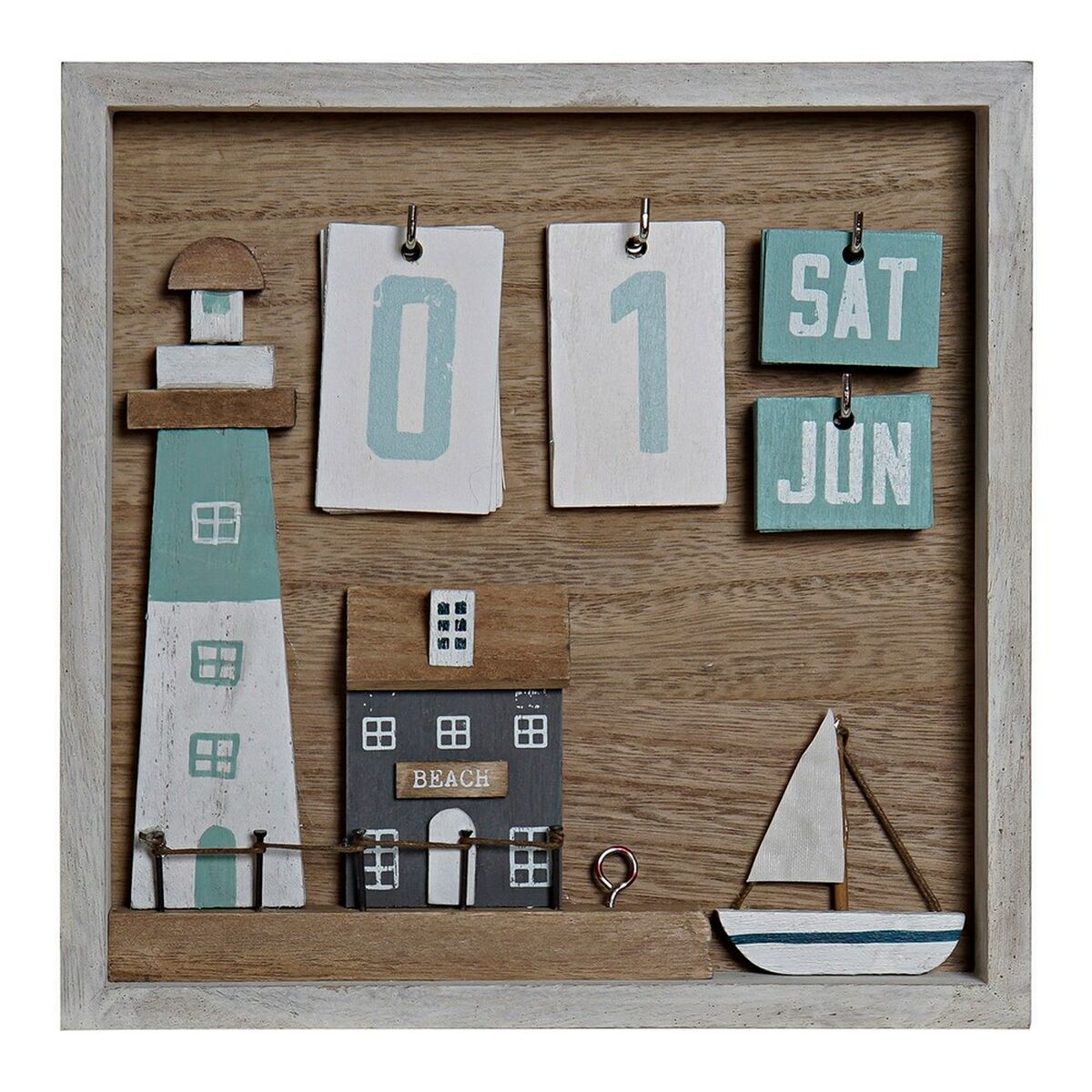 Träkalender DKD Home Decor (22 x 3 x 22 cm)