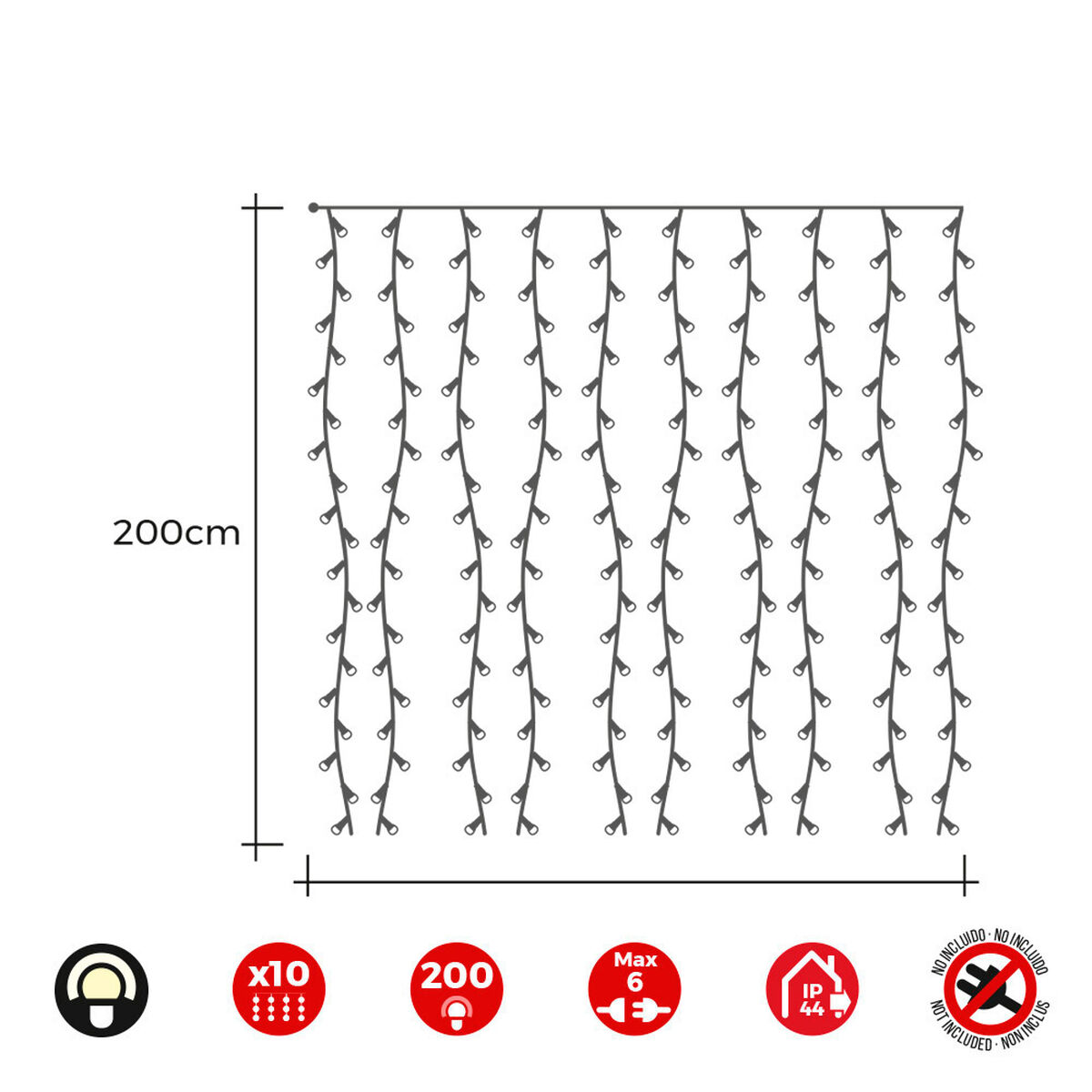 Gardinbelysning med LED EDM 71263 Easy-Connect 3,2 W Varmt ljus Varmvit 2 x 2 m - 5