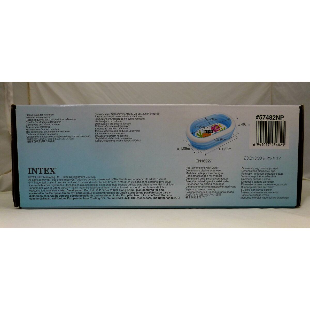 Uppblåsbar plaskpool för barn Intex Oval Blå Vit 230 L 163 x 46 x 107 cm (6 antal) - 13