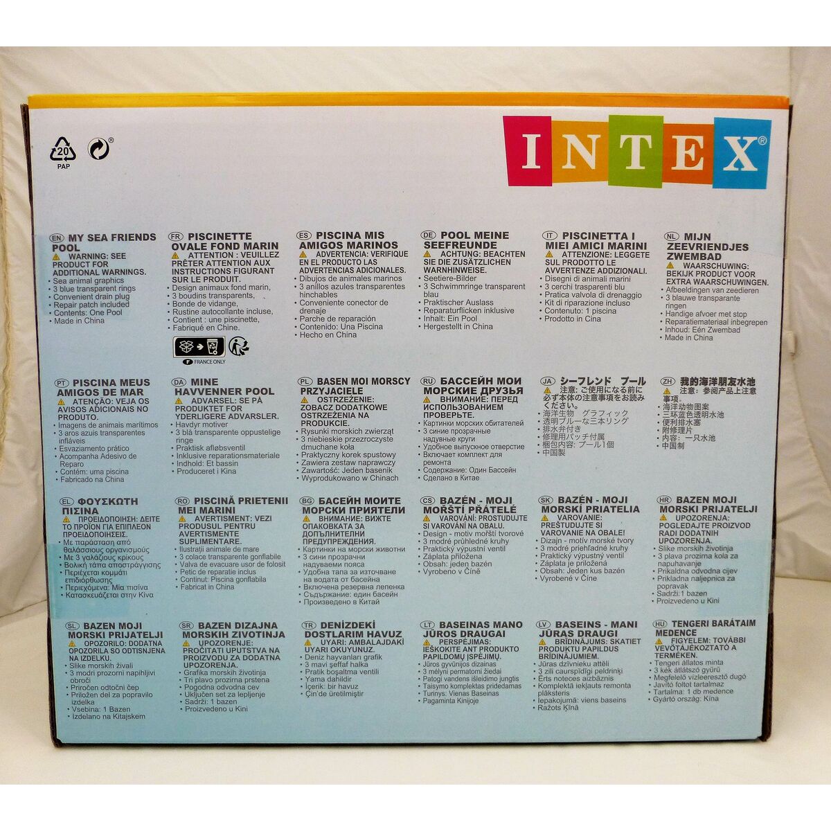 Uppblåsbar plaskpool för barn Intex Oval Blå Vit 230 L 163 x 46 x 107 cm (6 antal) - 14