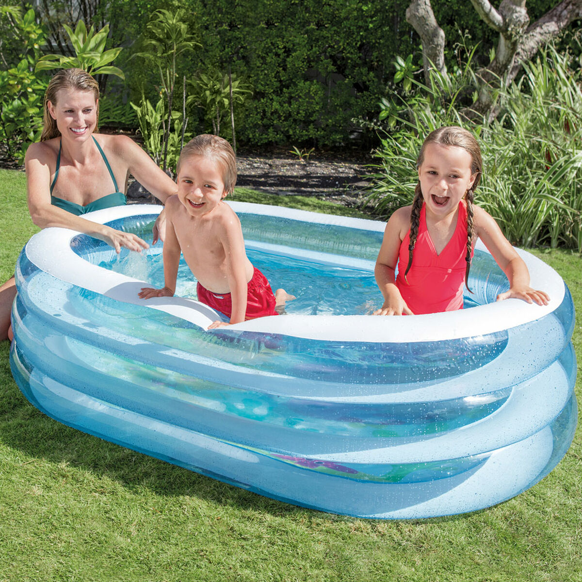 Uppblåsbar plaskpool för barn Intex Oval Blå Vit 230 L 163 x 46 x 107 cm (6 antal) - 3