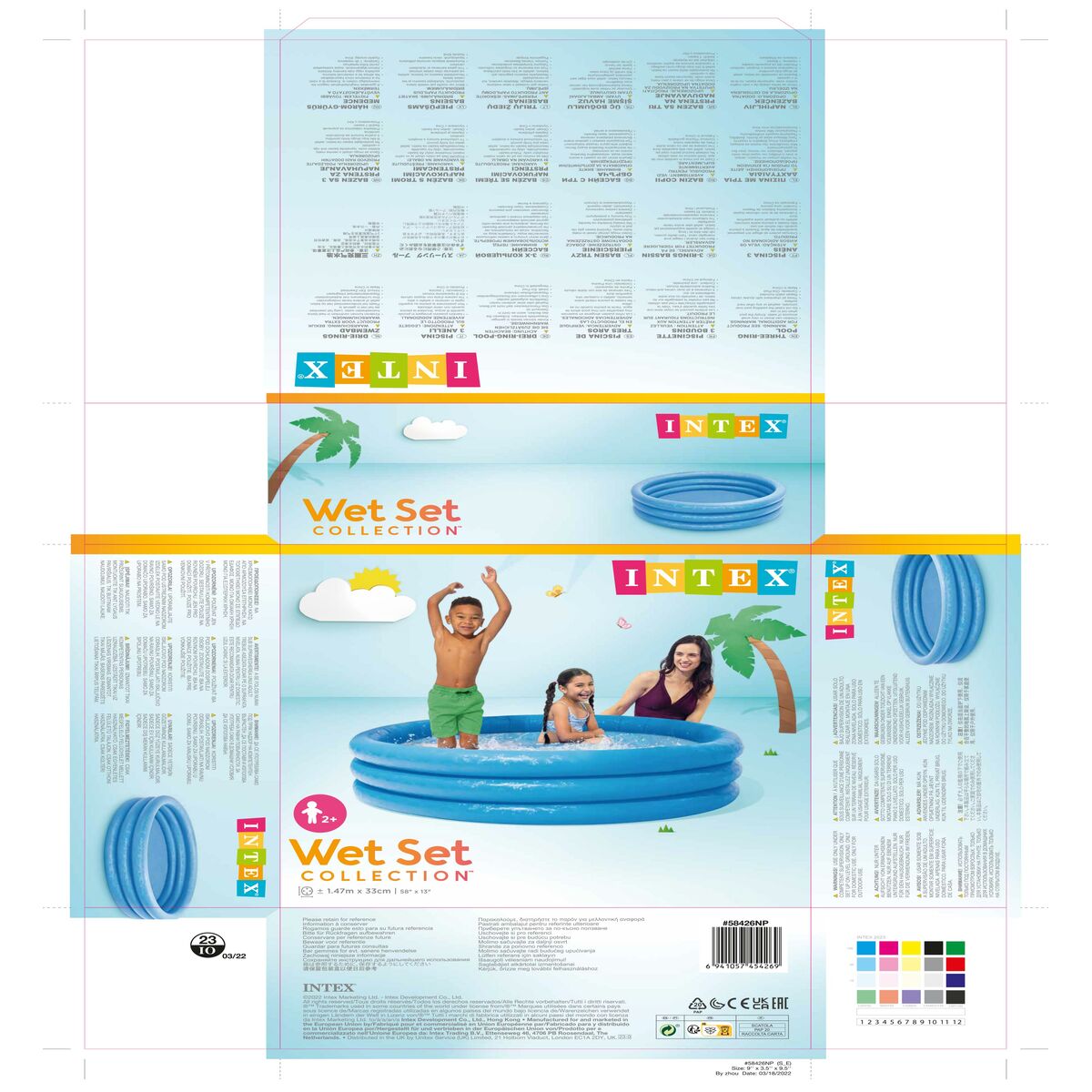 Uppblåsbar plaskpool för barn Intex Blå Ringar 330 L 147 x 33 cm (6 antal) - 13