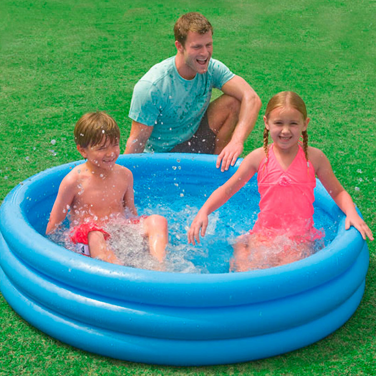 Uppblåsbar plaskpool för barn Intex Blå Ringar 330 L 147 x 33 cm (6 antal) - 11