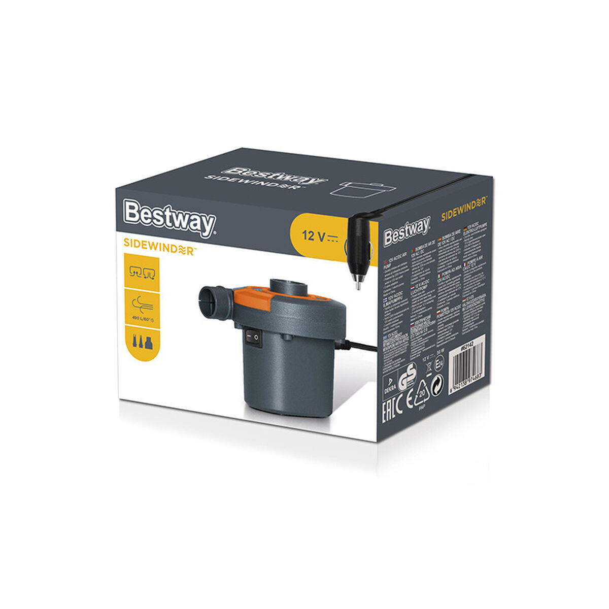 Bestway Elektrisk Pump med Inplugg och Tändare 490 Liter/Minut Uppblåsbar och Camping 62142 - 9