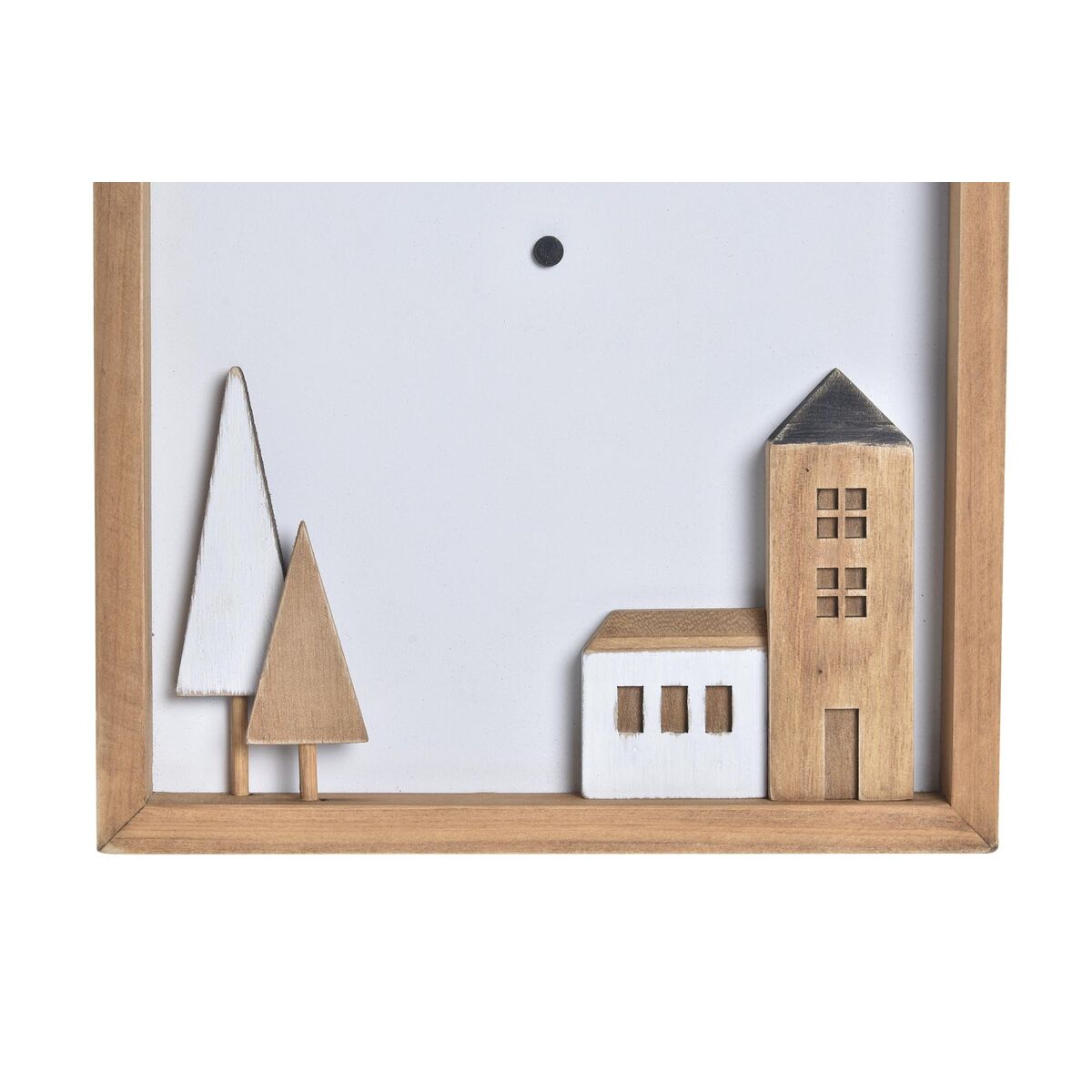 Väggklocka DKD Home Decor Vit Brun Trä Aluminium Hus Urban 20 x 4 x 30 cm - 5