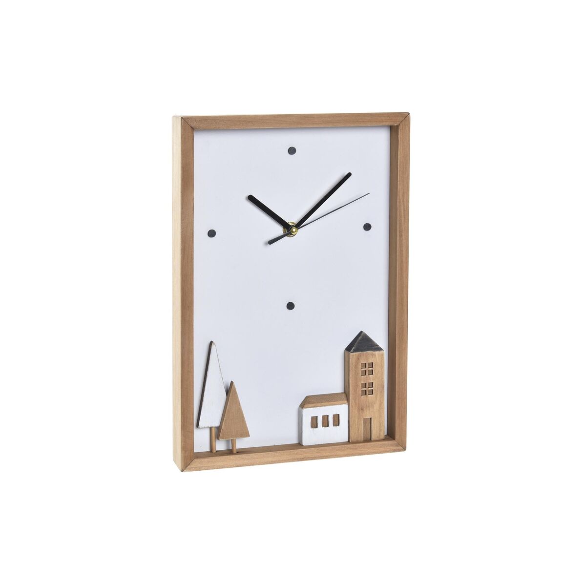 Väggklocka DKD Home Decor Vit Brun Trä Aluminium Hus Urban 20 x 4 x 30 cm - 4