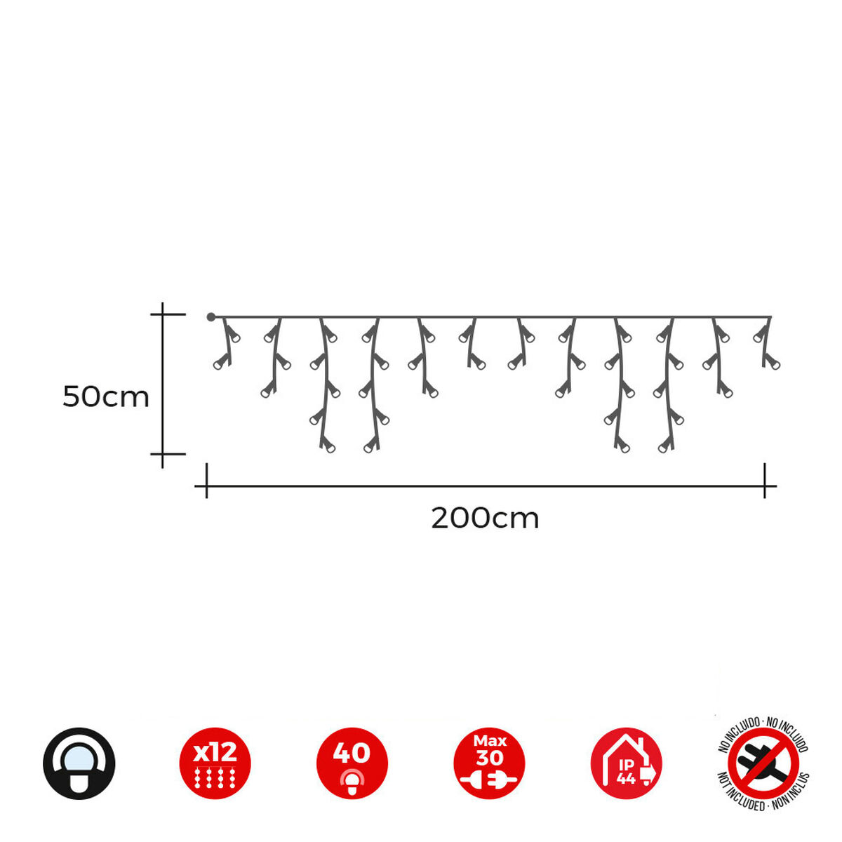 Gardinbelysning med LED EDM 71265 Icicle Easy-Connect 0,72 W 200 x 50 cm - 4
