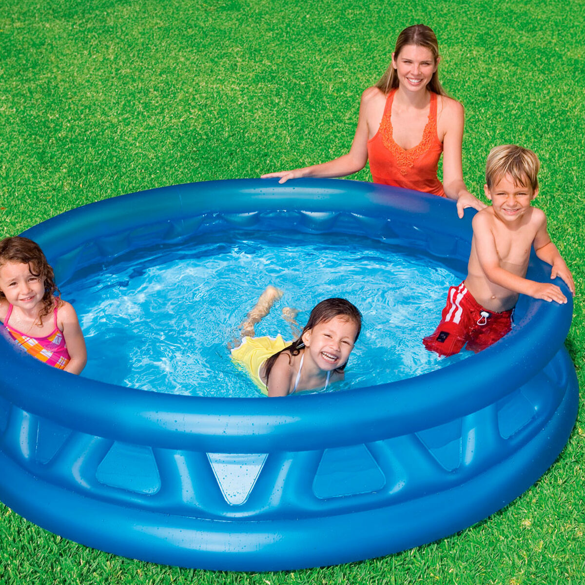 Uppblåsbar plaskpool för barn Intex Blå Rund 790 L 188 x 46 x 188 cm (3 antal) - 7