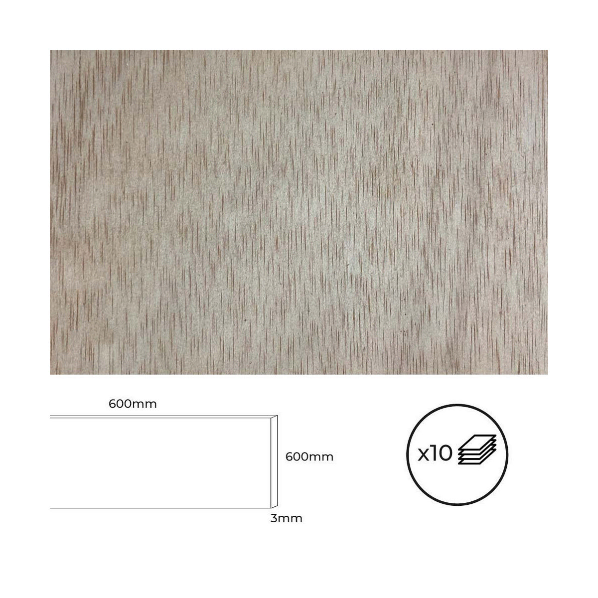 Plywoodskiva Bertini Calabo 60 x 60 cm (10 antal) - 4