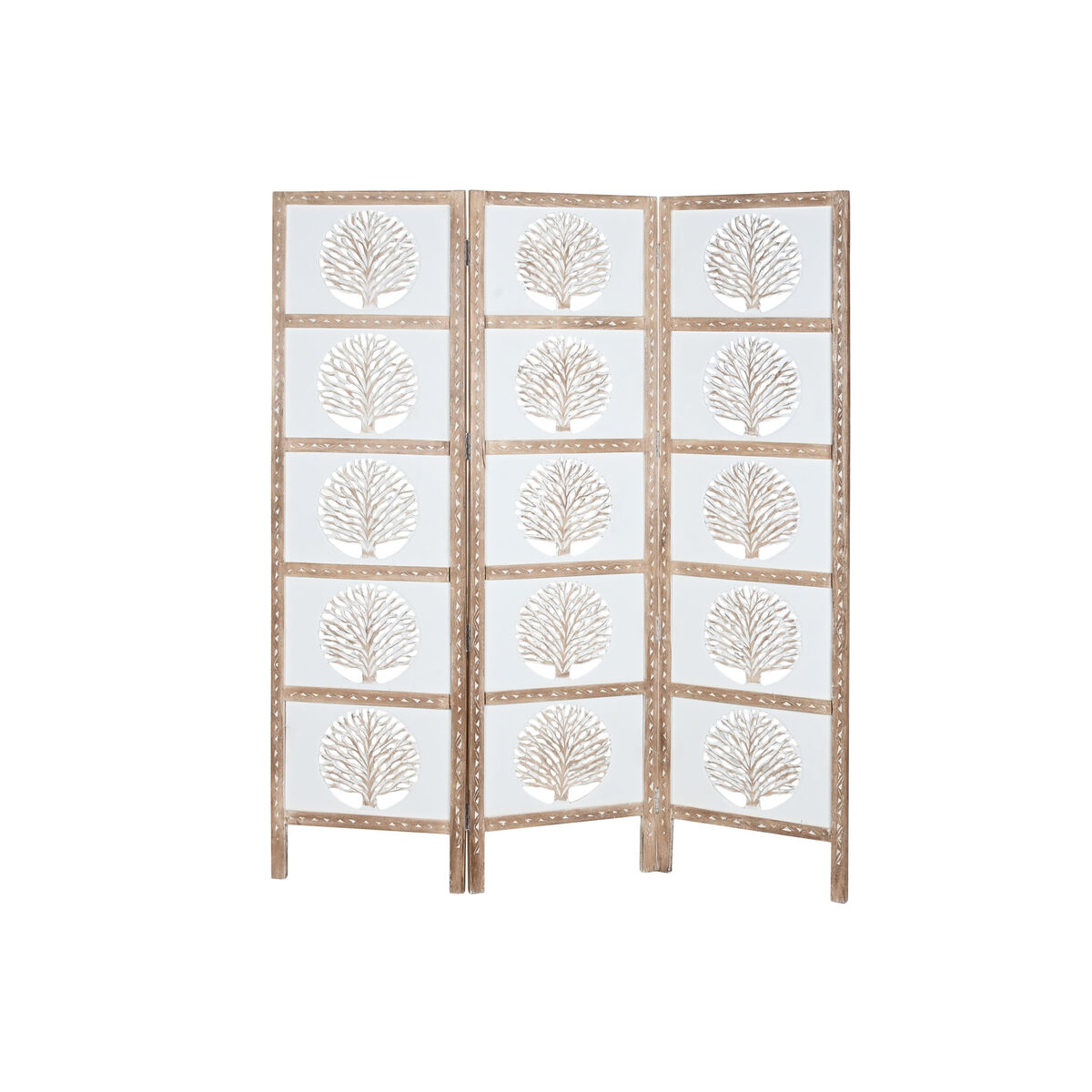 Skärm Home ESPRIT Vit Naturell Mangoträ Trä MDF 153 X 2,3 X 182 CM