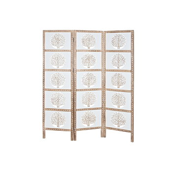 Skärm Home ESPRIT Vit Naturell Mangoträ Trä MDF 153 X 2,3 X 182 CM