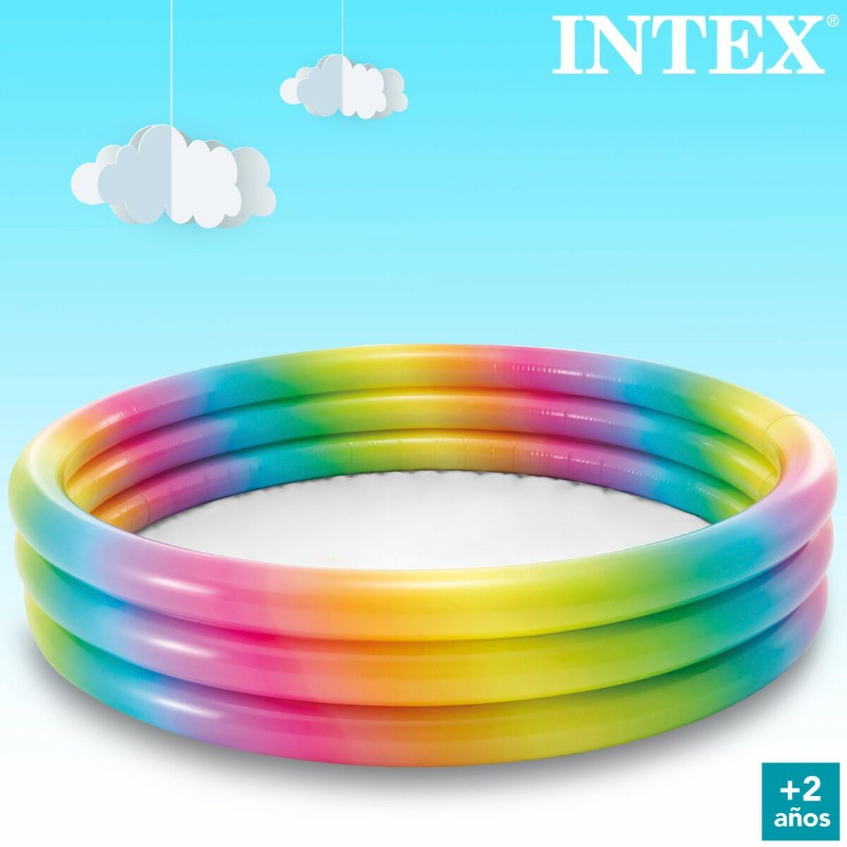 Uppblåsbar plaskpool för barn Intex Multicolour Ringar 330 L 147 x 33 x 147 cm (6 antal) - 10